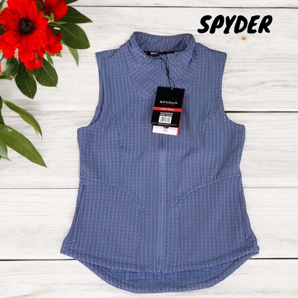 SPYDER ACTIVE NEW WITH TAGS ZIP UP WOMENS VEST SMALL WARMING TECH FLEECE BLUE - Picture 1 of 7